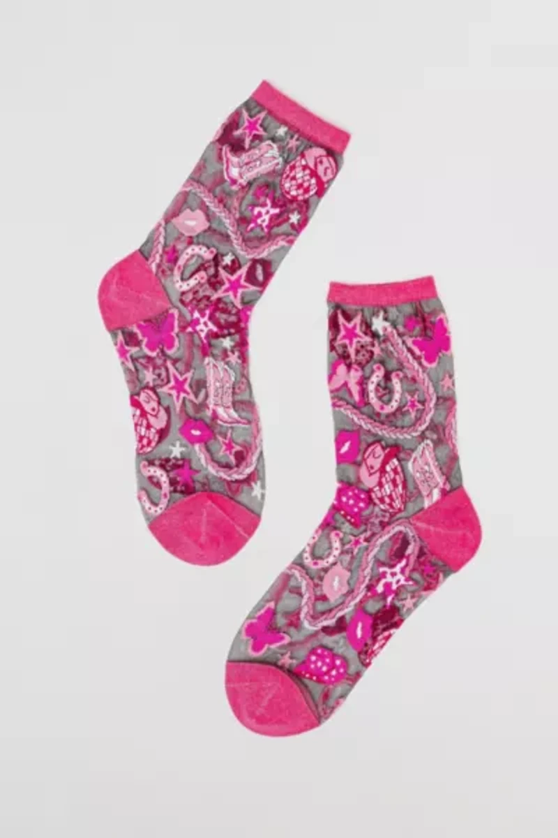 Sock Candy Disco Barbie Black Sheer Sock