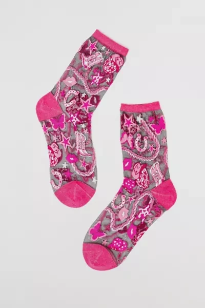 Sock Candy Disco Barbie Black Sheer Sock
