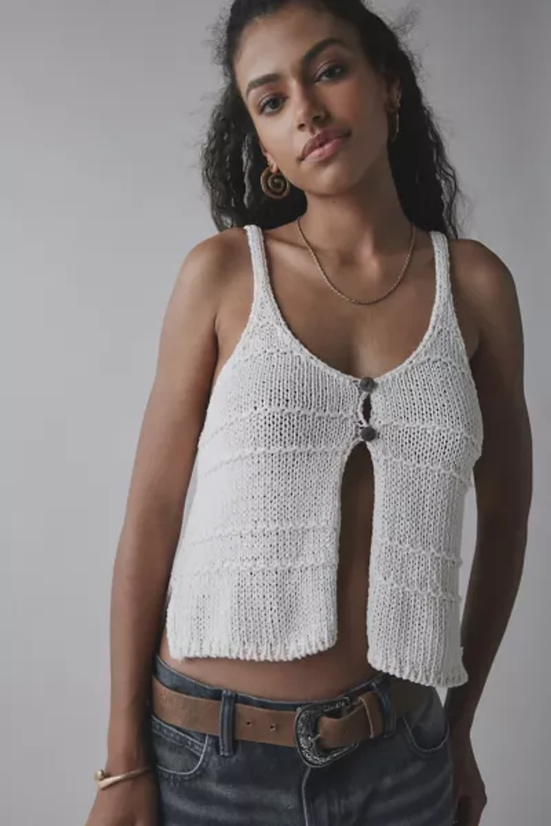 Kimchi Blue Kiara Split-Front Flyaway Sweater Tank Top