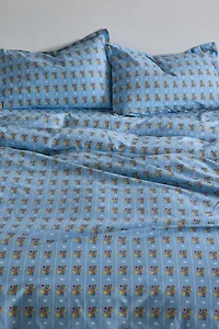 Bright Posies & Stripe Brushed Cotton Duvet Cover Set