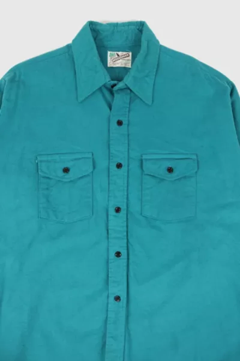 Vintage Green Flannel Button-Down Shirt