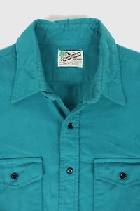 Vintage Green Flannel Button-Down Shirt