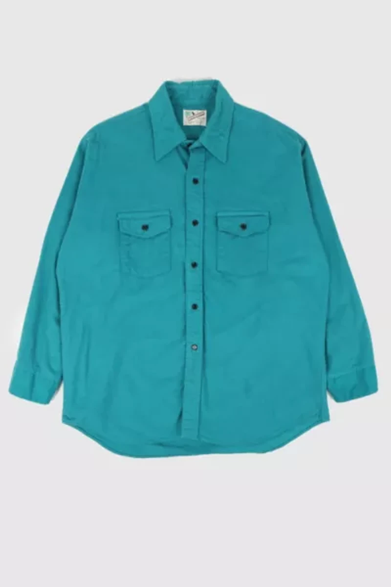 Vintage Green Flannel Button-Down Shirt