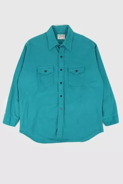 Vintage Green Flannel Button-Down Shirt