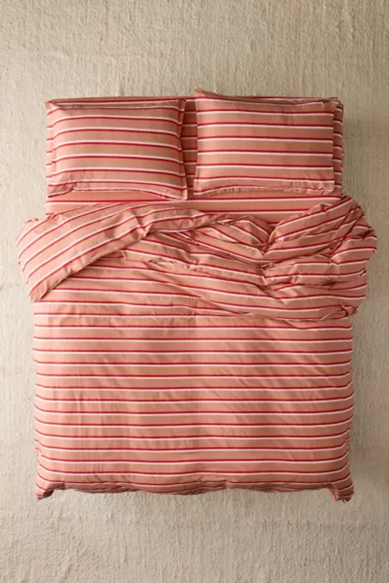 Double Stripe Brushed Cotton Duvet Cover Set