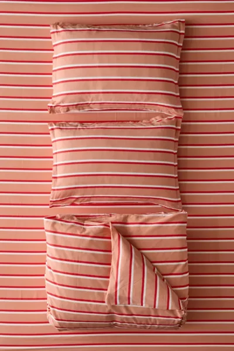 Double Stripe Brushed Cotton Duvet Cover Set