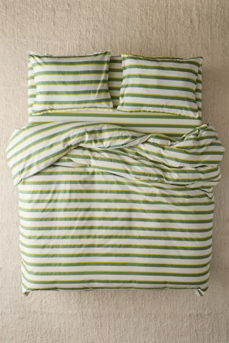 Off-Set Stripe Brushed Cotton Duvet Cover Set