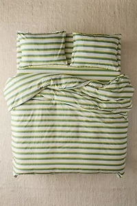 Off-Set Stripe Brushed Cotton Duvet Cover Set