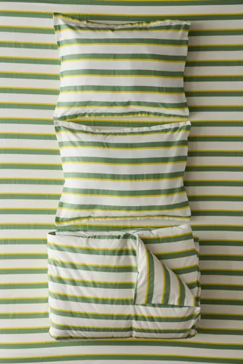 Off-Set Stripe Brushed Cotton Duvet Cover Set