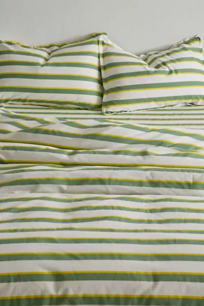 Off-Set Stripe Brushed Cotton Duvet Cover Set