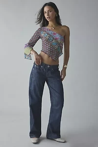 Kimchi Blue Paige Asymmetric One-Shoulder Mesh Top