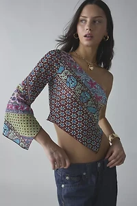 Kimchi Blue Paige Asymmetric One-Shoulder Mesh Top