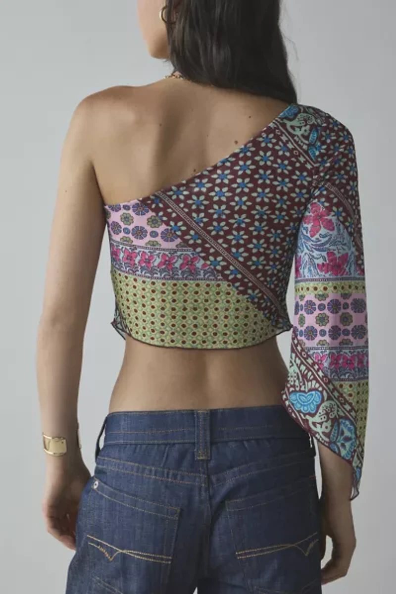 Kimchi Blue Paige Asymmetric One-Shoulder Mesh Top