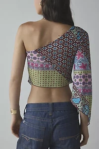 Kimchi Blue Paige Asymmetric One-Shoulder Mesh Top