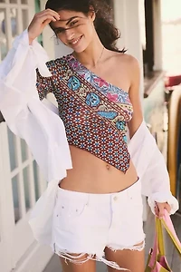 Kimchi Blue Paige Asymmetric One-Shoulder Mesh Top