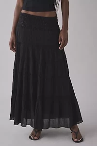 Kimchi Blue Ellie Crochet Waistline Tiered Maxi Skirt