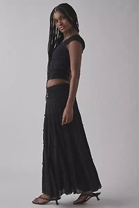 Kimchi Blue Ellie Crochet Waistline Tiered Maxi Skirt
