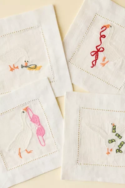 Icon Embroidered Fabric Coaster Set