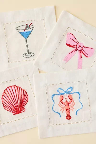 Icon Embroidered Fabric Coaster Set