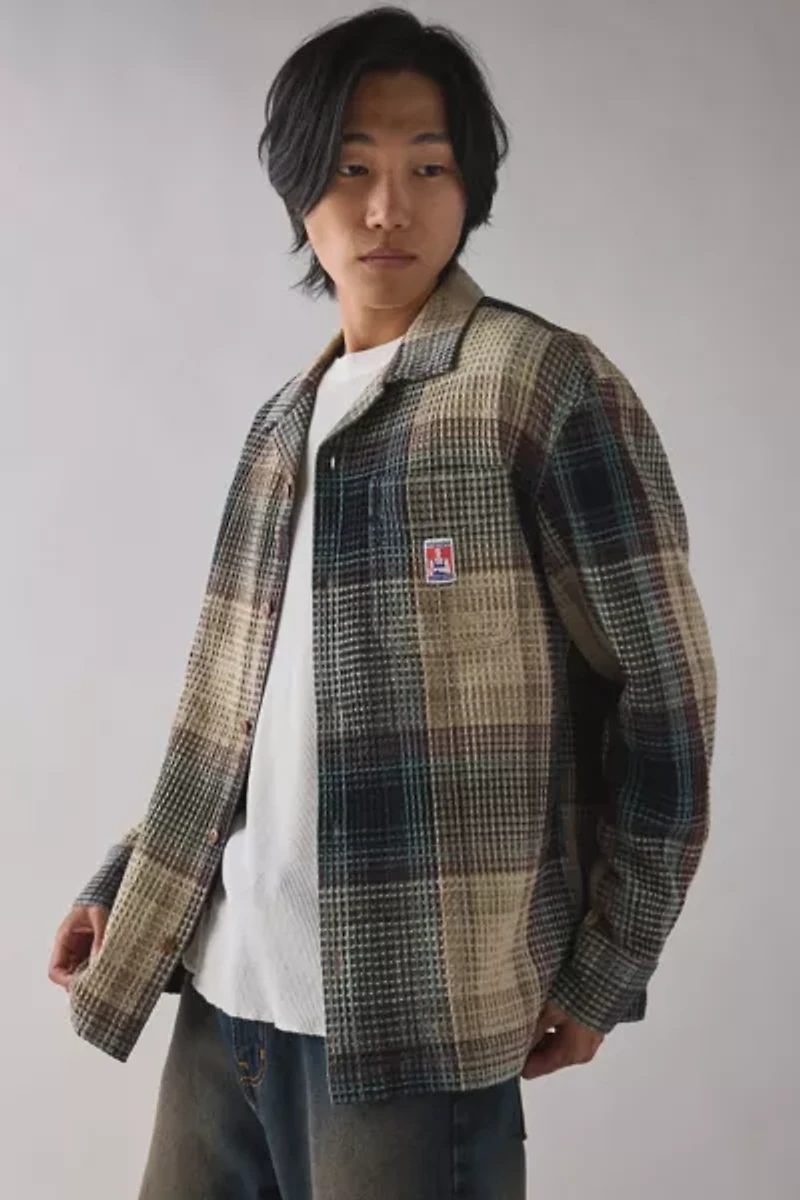 Wrangler Western Waffle Plaid Long Sleeve Shirt