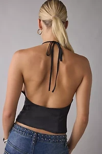 UO Deja Satin Cowl Neck Halter Cami