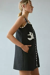 Sister Jane Swallow Hearts Applique Button-Front Mini Dress