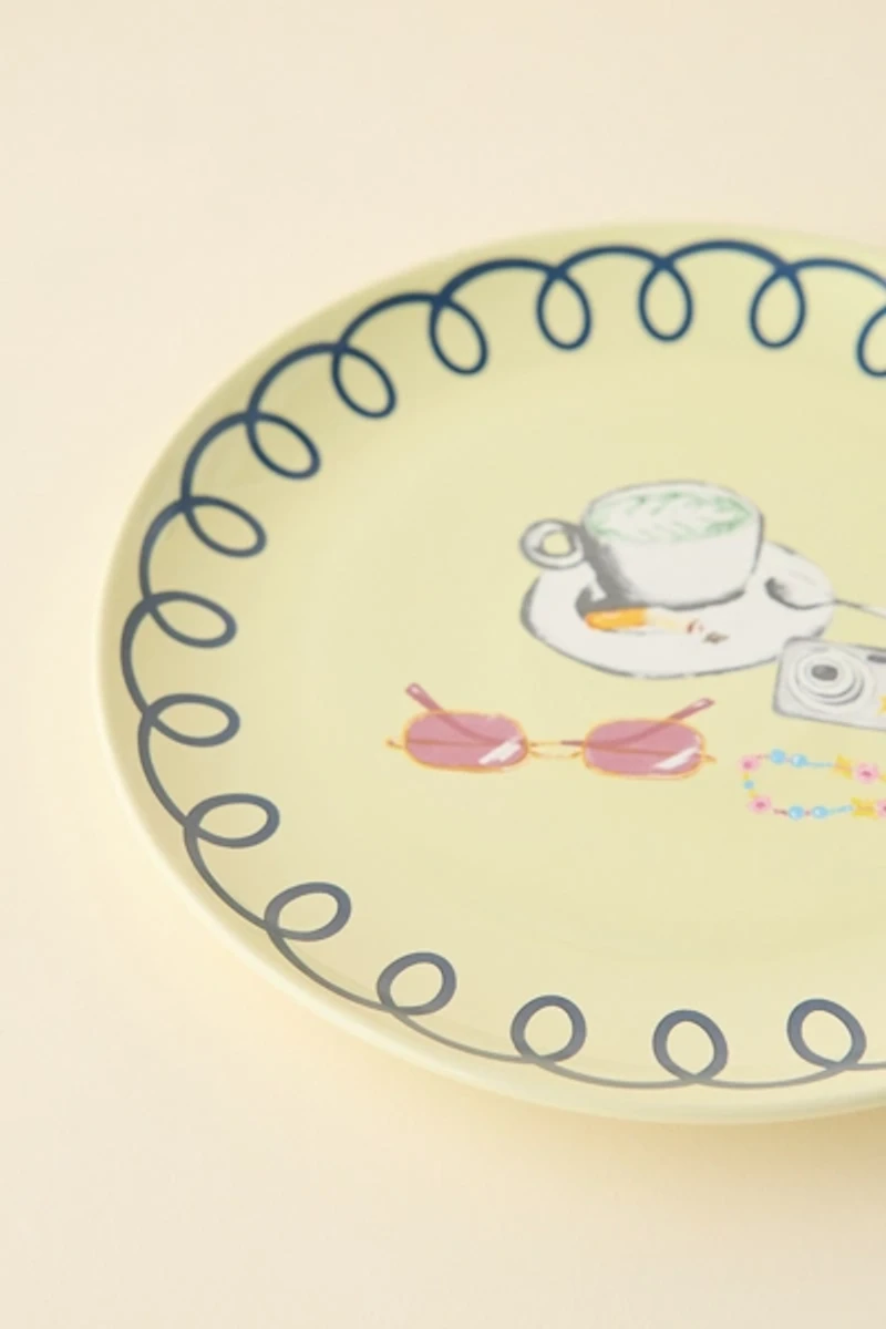 Graphic Printed Ceramic Dinner Plate