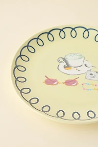 Graphic Printed Ceramic Dinner Plate