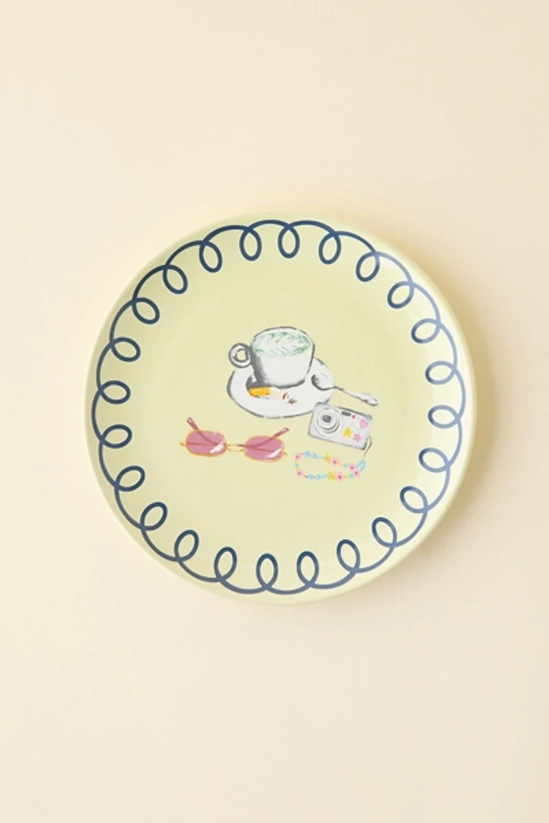 Graphic Printed Ceramic Dinner Plate