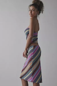 UO Ziggy Embroidered Knit Tube Top & Midi Skirt Set
