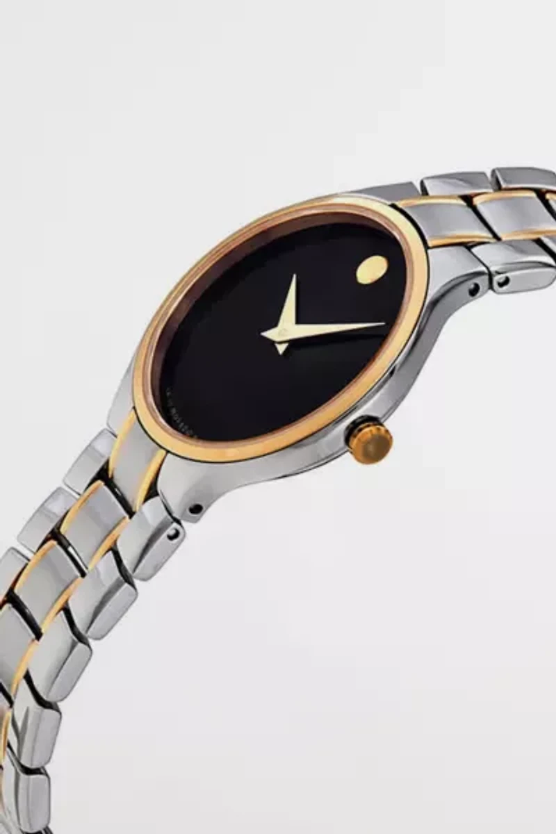 Movado Serio Quartz Black Dial Two-tone Watch