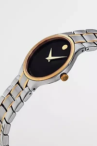 Movado Serio Quartz Black Dial Two-tone Watch