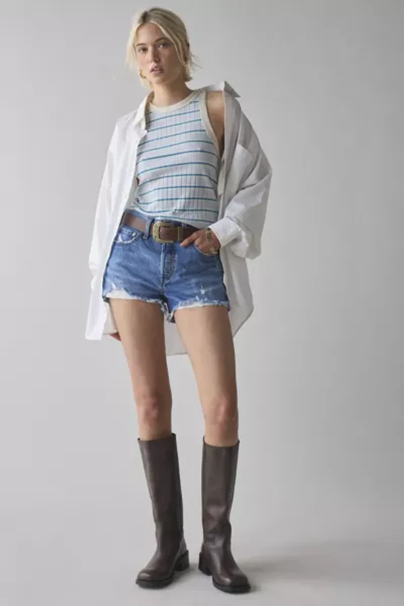 BDG Charli Striped Ribbed Knit Cropped Tank Top