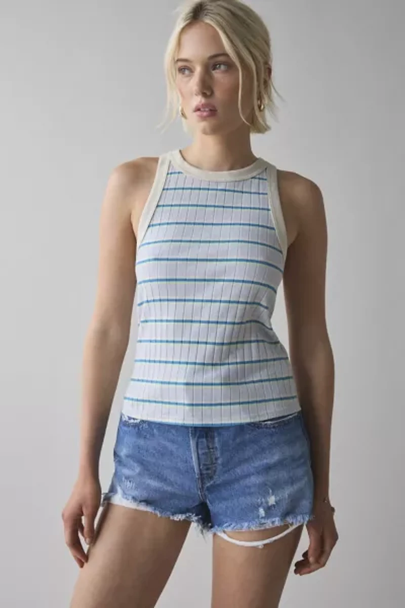 BDG Charli Striped Ribbed Knit Cropped Tank Top