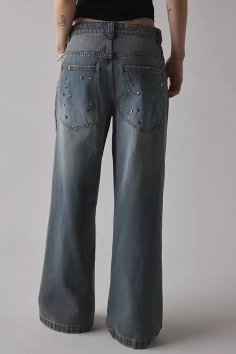 Jaded London Colossus Charm Studded Baggy Jean
