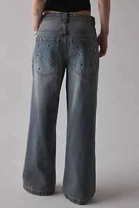Jaded London Colossus Charm Studded Baggy Jean