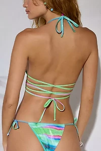 Sharay Iridescent Triangle Tie Bikini Top