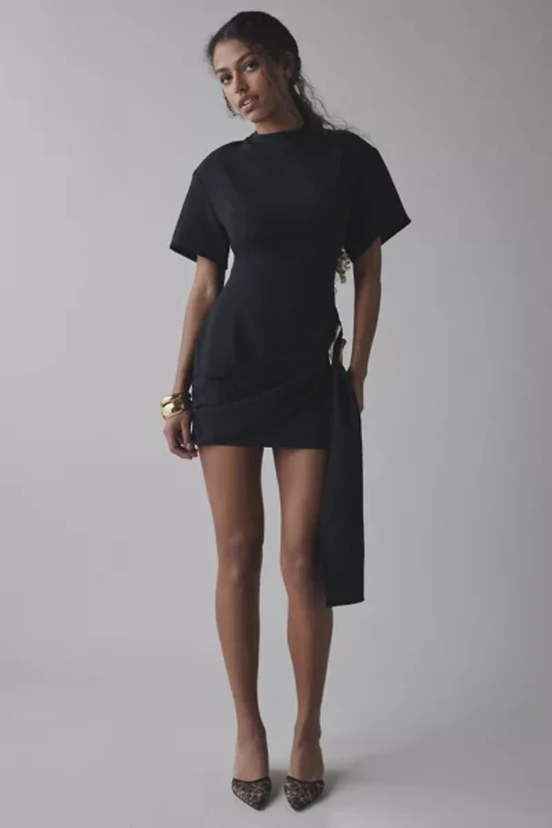 Lioness Martini Draped Belt Short Sleeve Mini Dress
