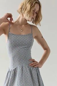 Daisy Street Drop Waist Bow-Back Gingham Mini Dress