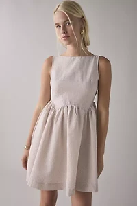 Daisy Street Seersucker Keyhole Tie-Back Smock Mini Dress