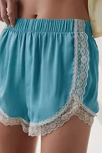 Out From Under Annie Lace-Trim Satin Micro Short