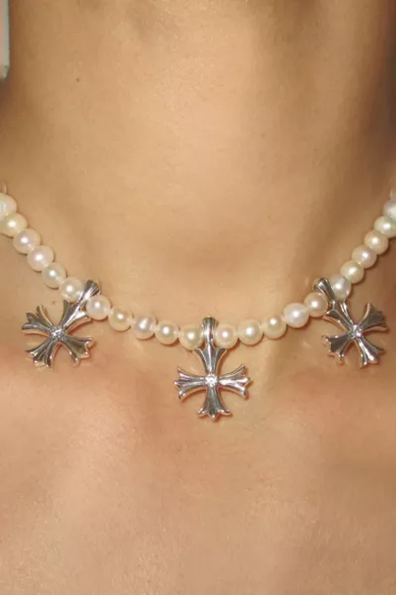 RIMOR Trio Argent Cross Pearl Choker