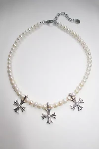 RIMOR Trio Argent Cross Pearl Choker