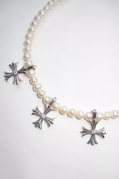 RIMOR Trio Argent Cross Pearl Choker