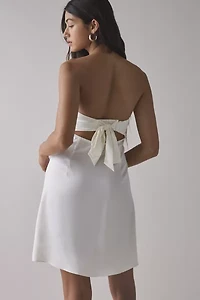 UO Laura Satin Tie-Back Bow Strapless Mini Dress