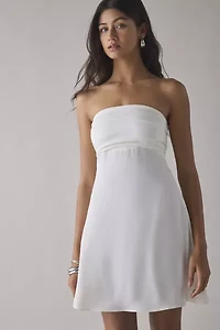 UO Laura Satin Tie-Back Bow Strapless Mini Dress