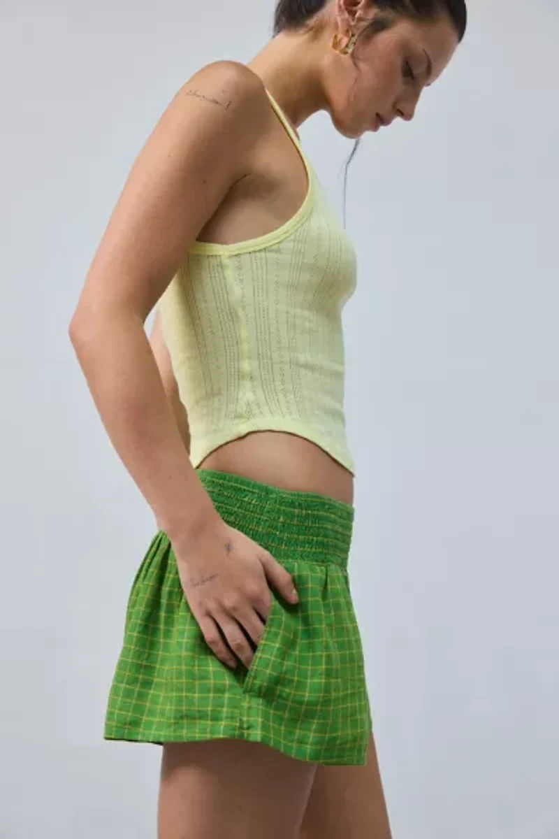 Kimchi Blue Caroline Smocked Waistband Linen-Blend Short