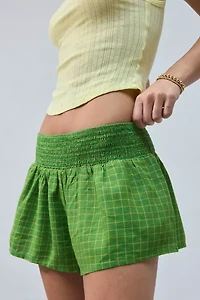 Kimchi Blue Caroline Smocked Waistband Linen-Blend Short