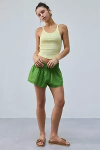 Kimchi Blue Caroline Smocked Waistband Linen-Blend Short