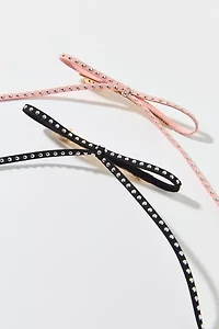 Studded Suede Hair Bow Clip Set